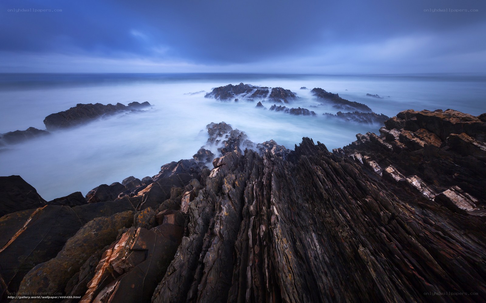 Rocky coast at twilight