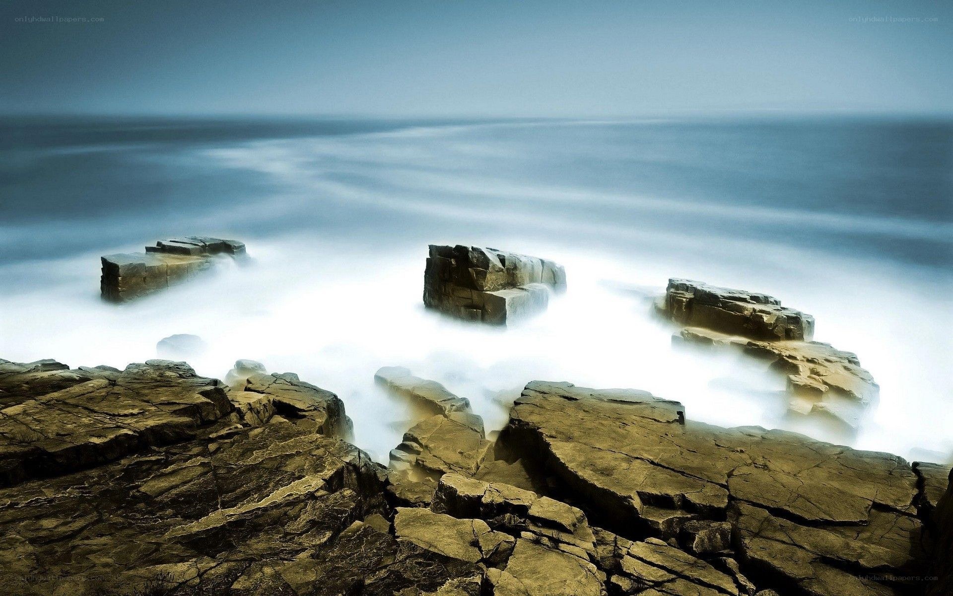 Rocky coast with long exposure