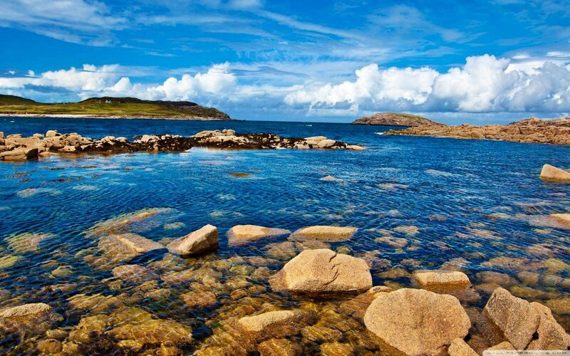 Rocky Coastal Inlet — Blue, Serene