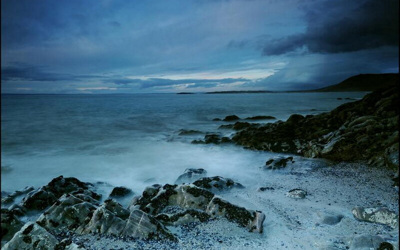 Rocky Coastline at Dusk — Blue