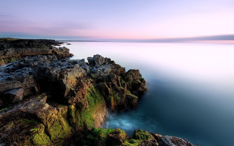 Rocky Coastline at Dusk — Green