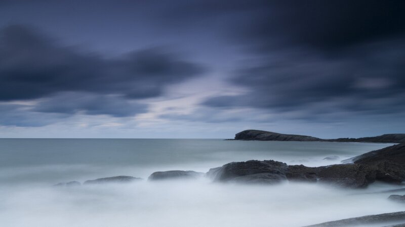 Rocky Coastline at Dusk — Night