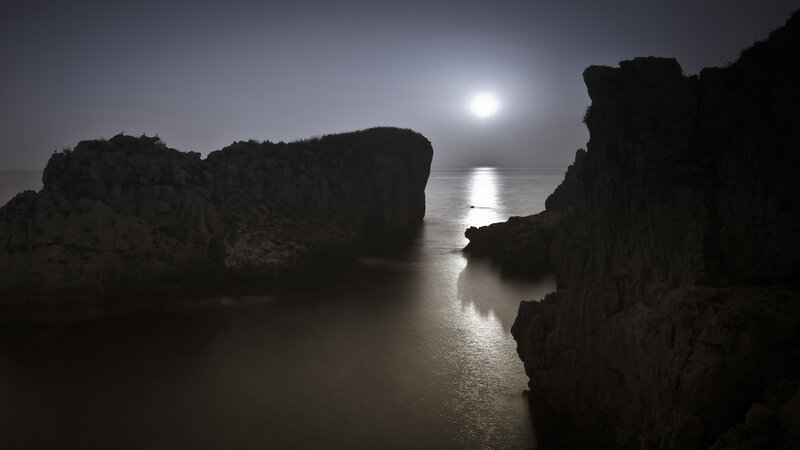 Rocky Coastline at Night — Black