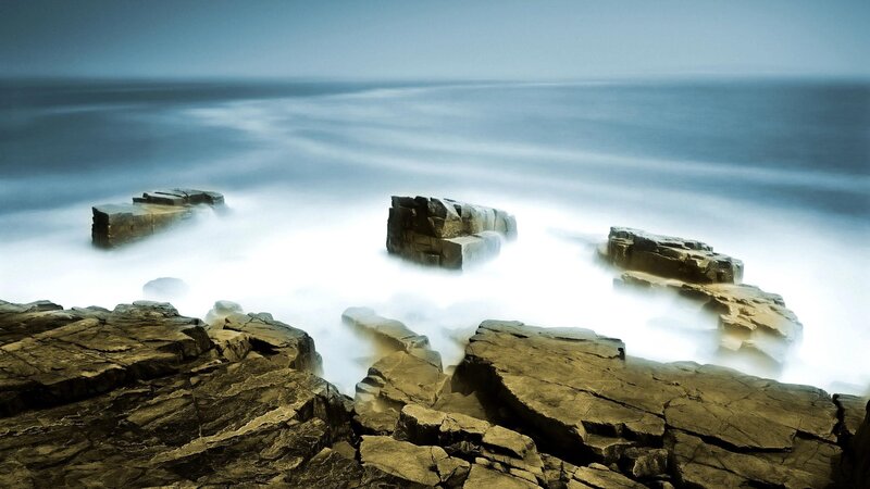Rocky coastline at sea