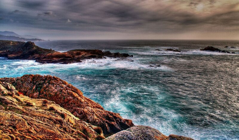 Rocky Coastline at Sea — Blue
