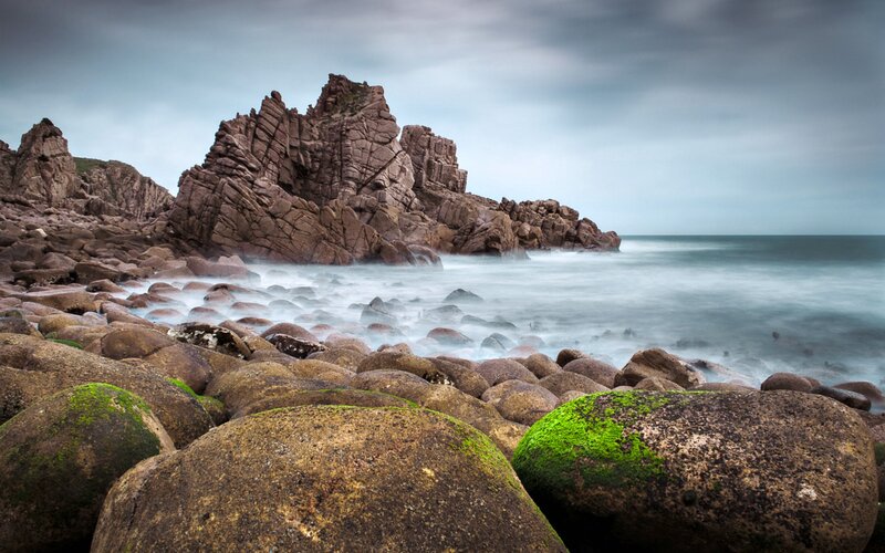 Rocky Coastline at Sea — Brown