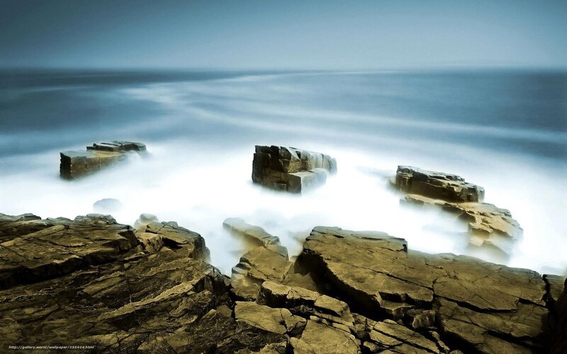 Rocky coastline at sea