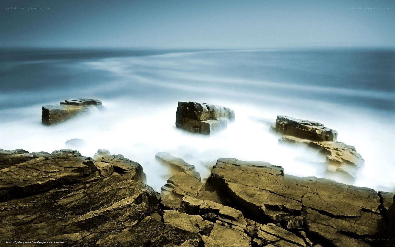 Rocky coastline at sea
