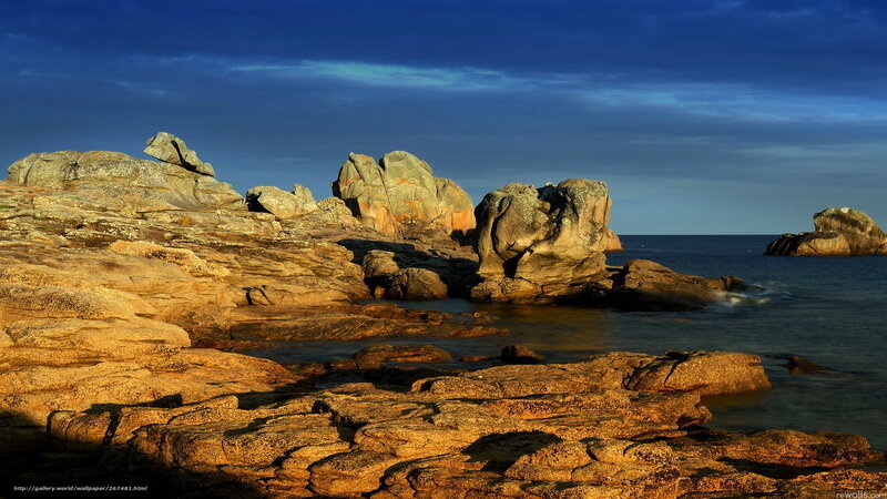 Rocky coastline at sunset