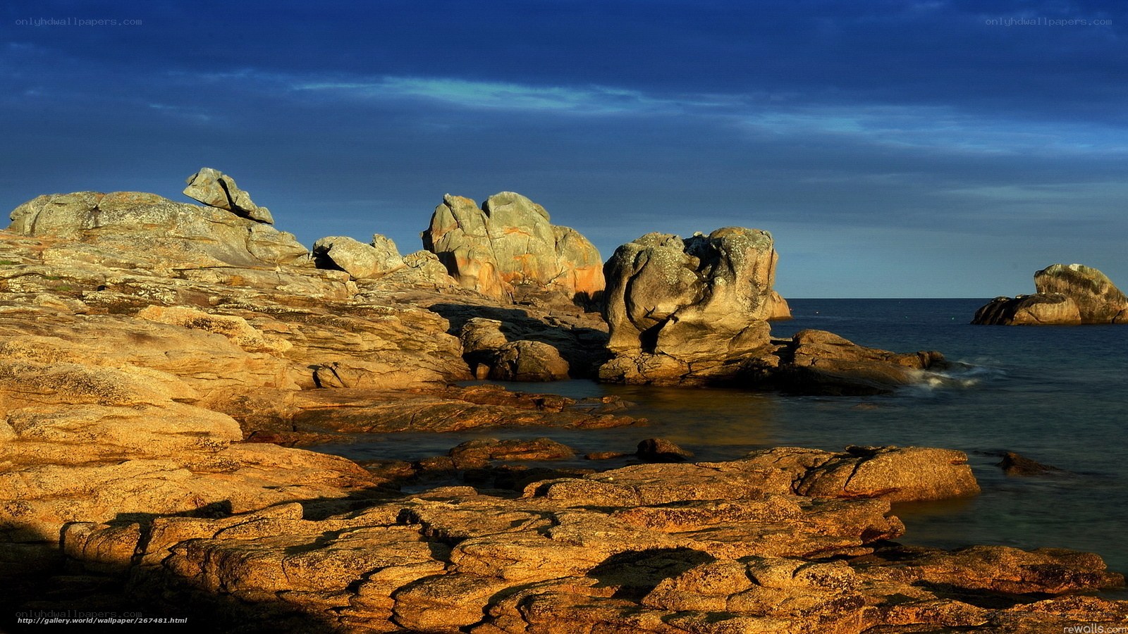 Rocky coastline at sunset