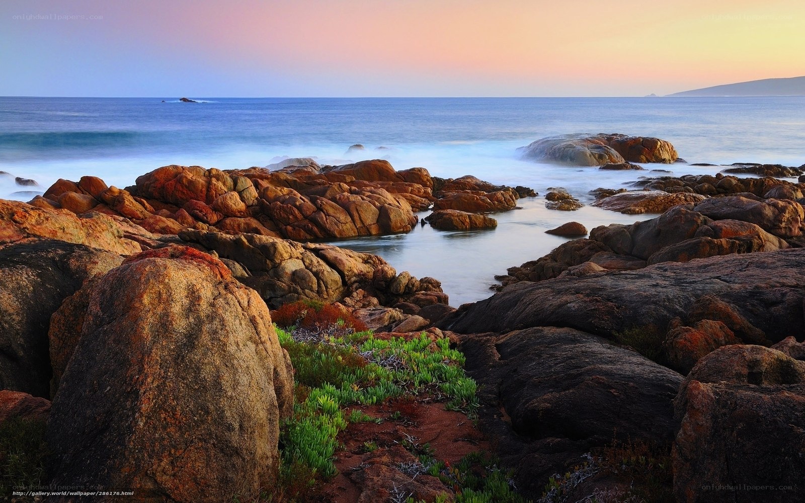 Rocky coastline at sunset