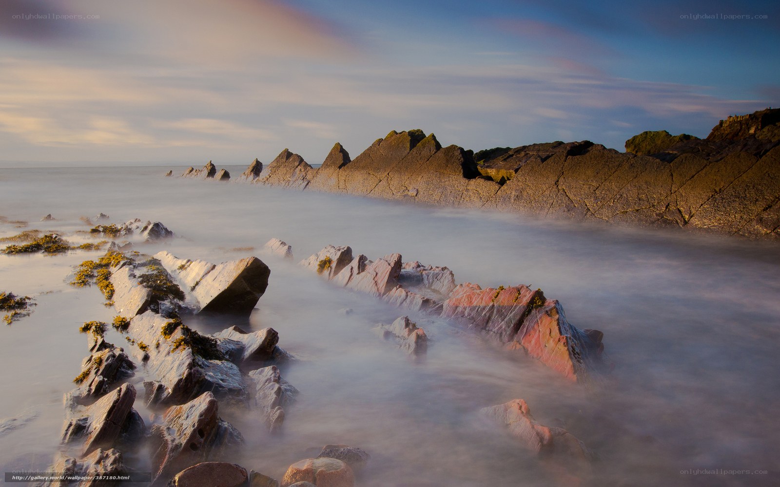 Rocky coastline at sunset
