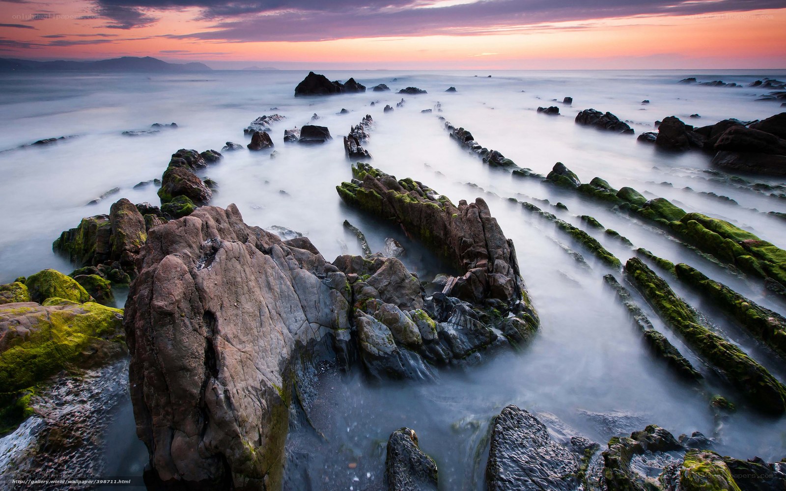 Rocky coastline at sunset
