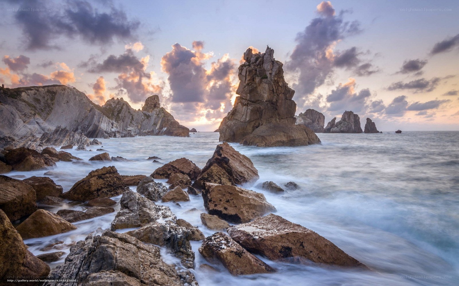 Rocky coastline at sunset