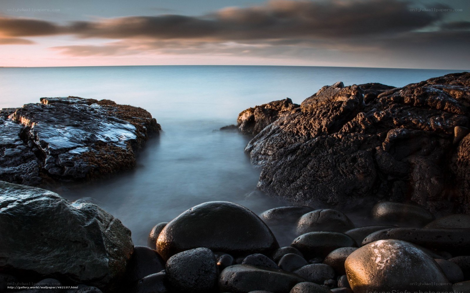 Rocky coastline at sunset