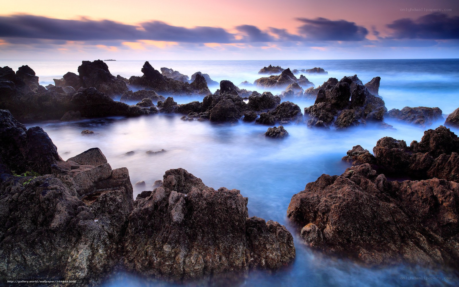Rocky coastline at sunset