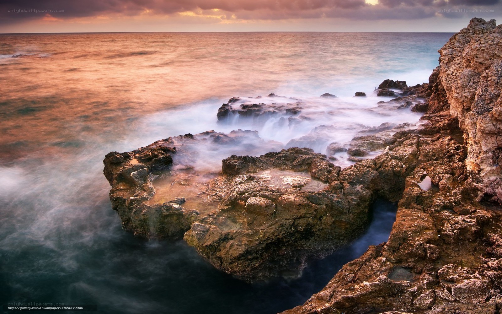 Rocky coastline at sunset