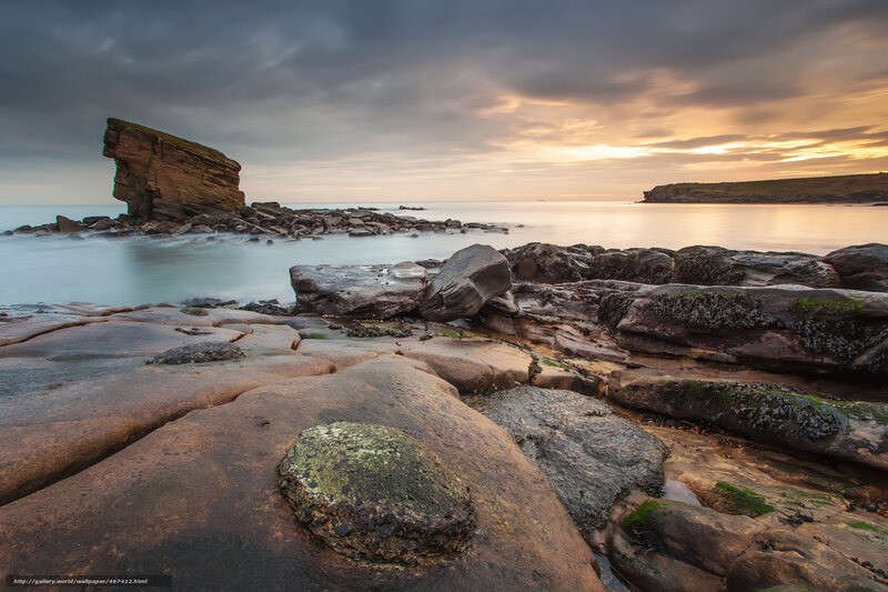 Rocky coastline at sunset