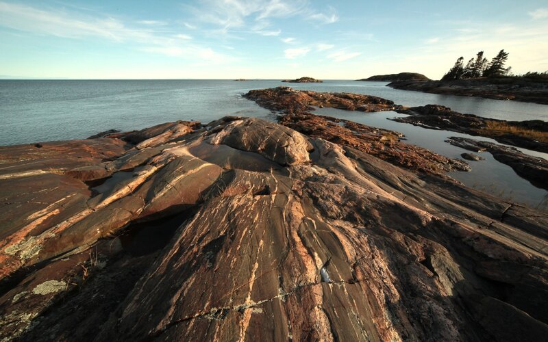 Rocky coastline at sunset
