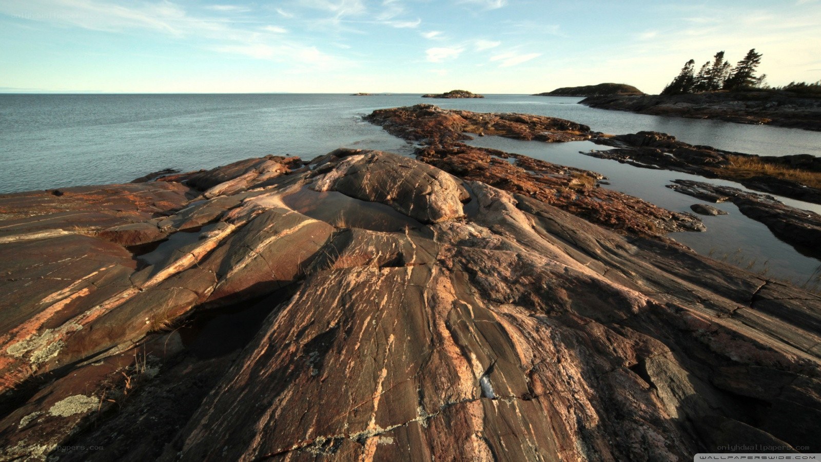 Rocky coastline at sunset