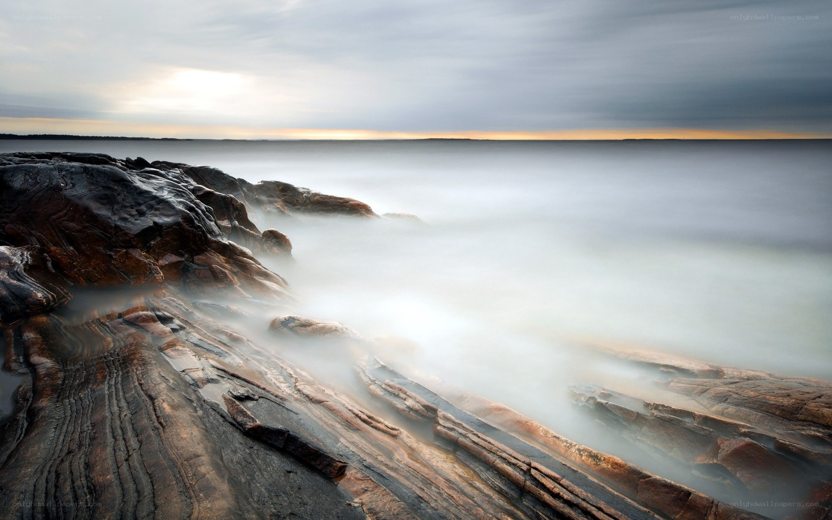 Rocky coastline at sunset