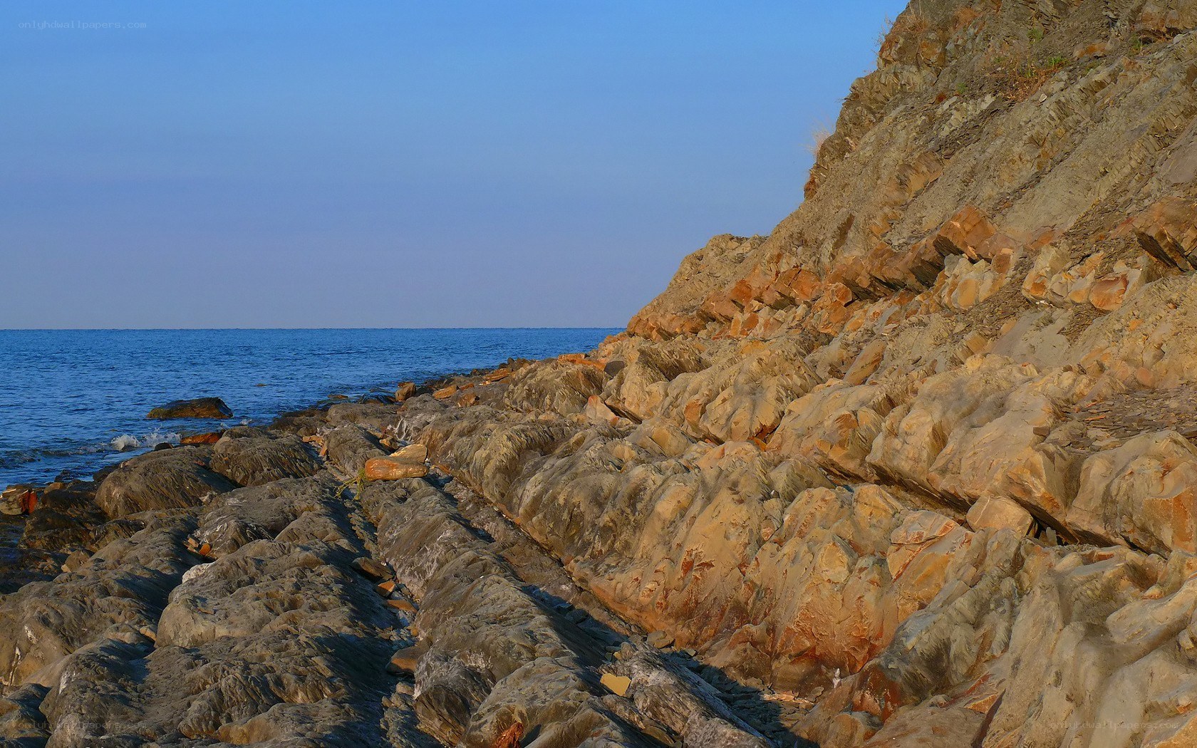 Rocky coastline at sunset