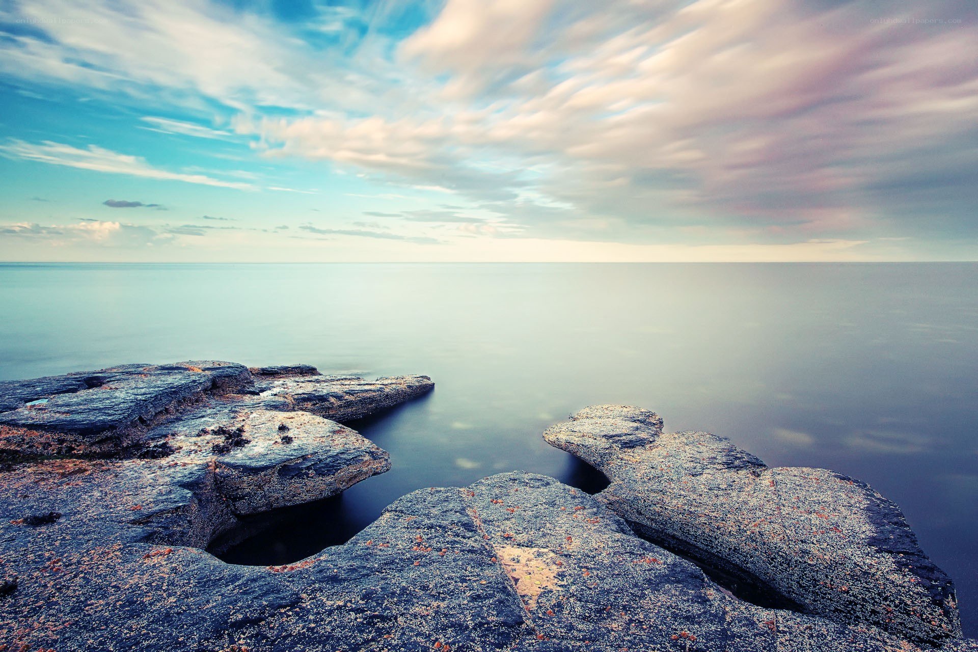 Rocky coastline at sunset