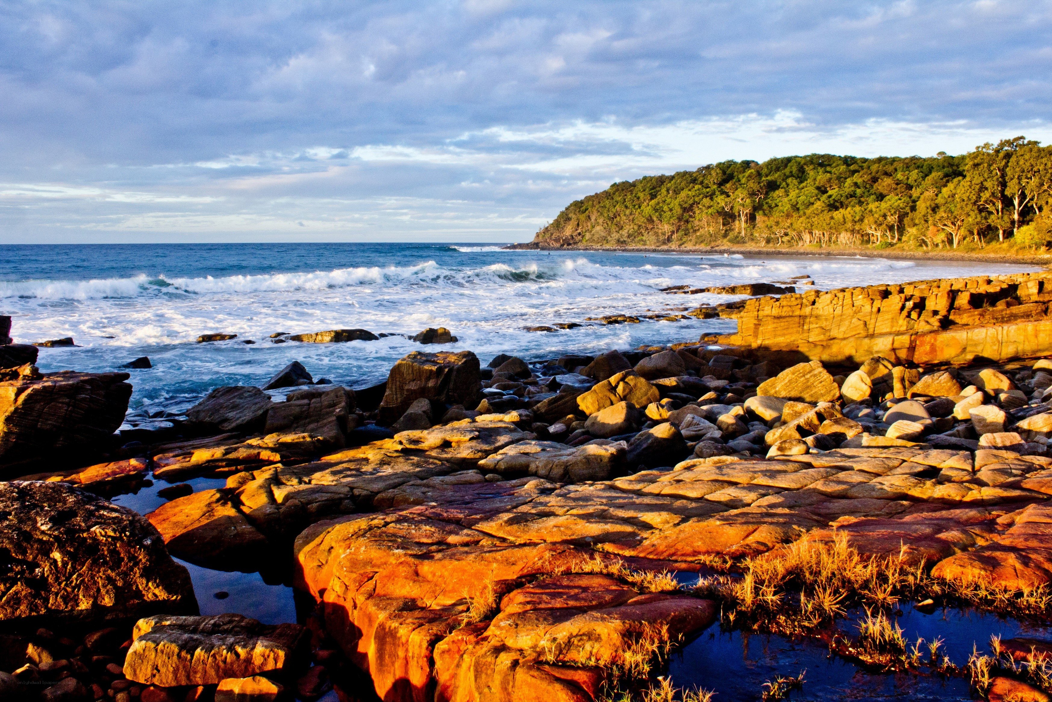 Rocky coastline at sunset