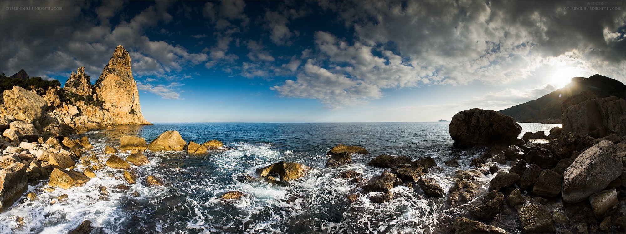 Rocky coastline at sunset