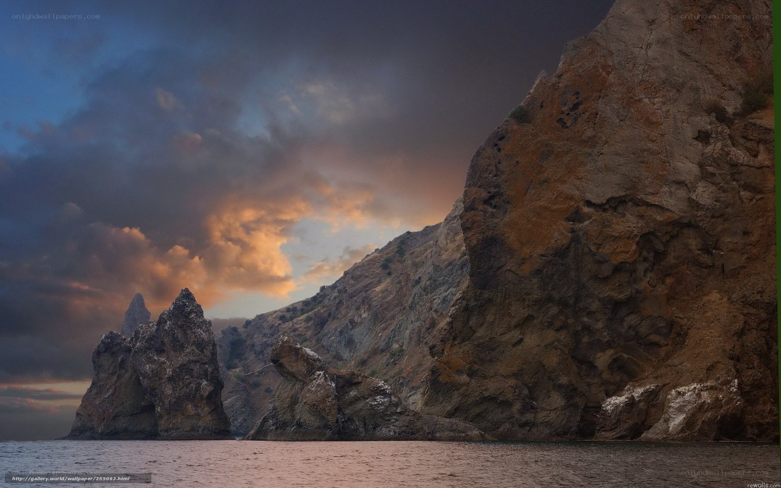 Rocky coastline at sunset