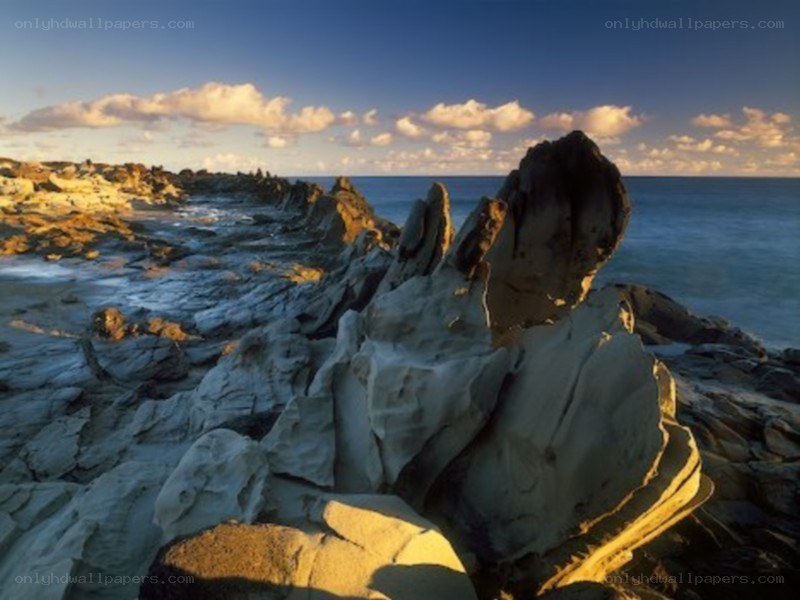 Rocky coastline at sunset