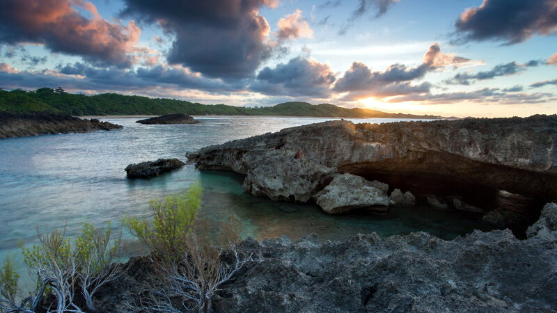 Rocky Coastline at Sunset — Blue, Dramatic, Photograph, Sea, Clouds