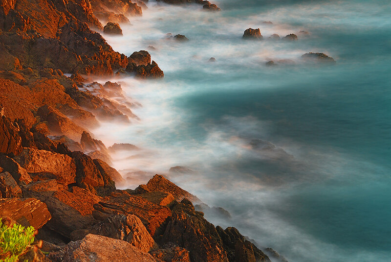 Rocky Coastline at Sunset — Brown