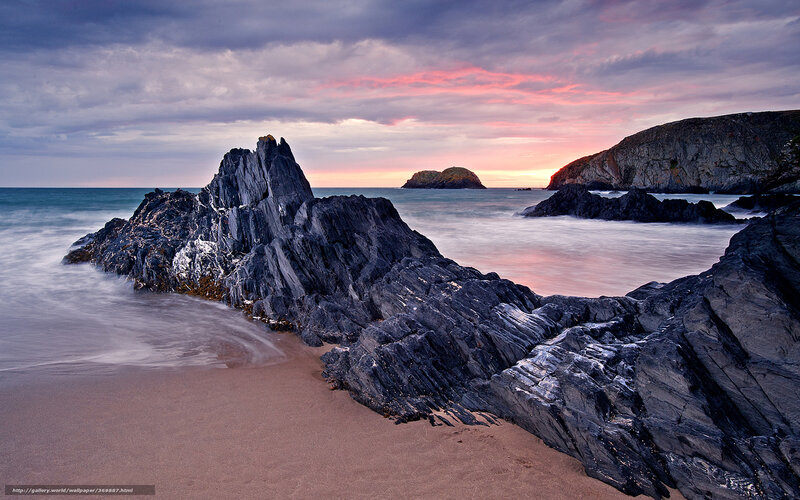 Rocky Coastline at Sunset — Gray, Dramatic, Photograph, Rocks