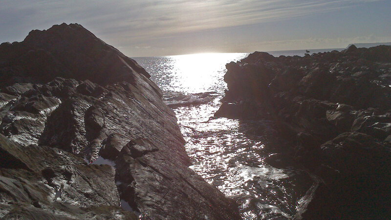 Rocky Coastline at Sunset — Gray, Serene