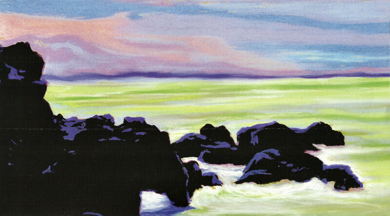 Rocky Coastline at Sunset — Green, Serene