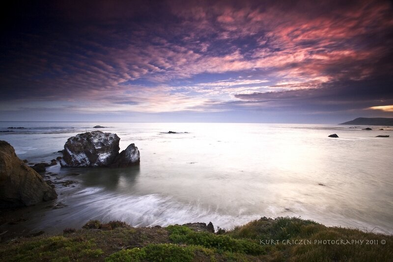 Rocky Coastline at Sunset — Purple, Dramatic, Photograph, Rocks, Ocean