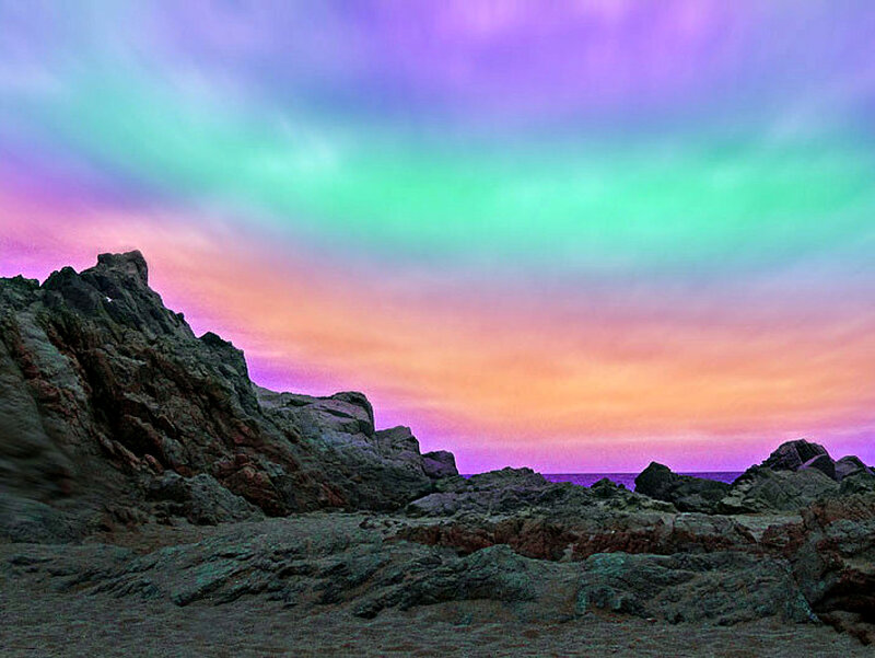 Rocky Coastline at Sunset — Purple, Dramatic, Photograph, Rocks, Sky