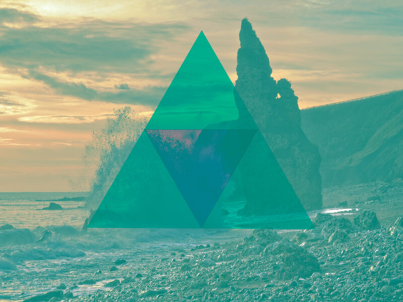 Rocky Coastline at Sunset — Teal