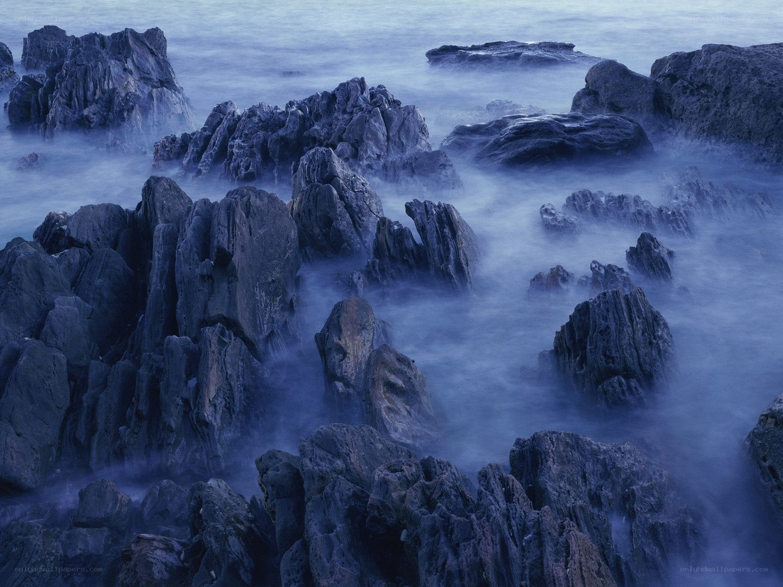 Rocky coastline at twilight