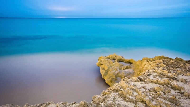 Rocky coastline at twilight