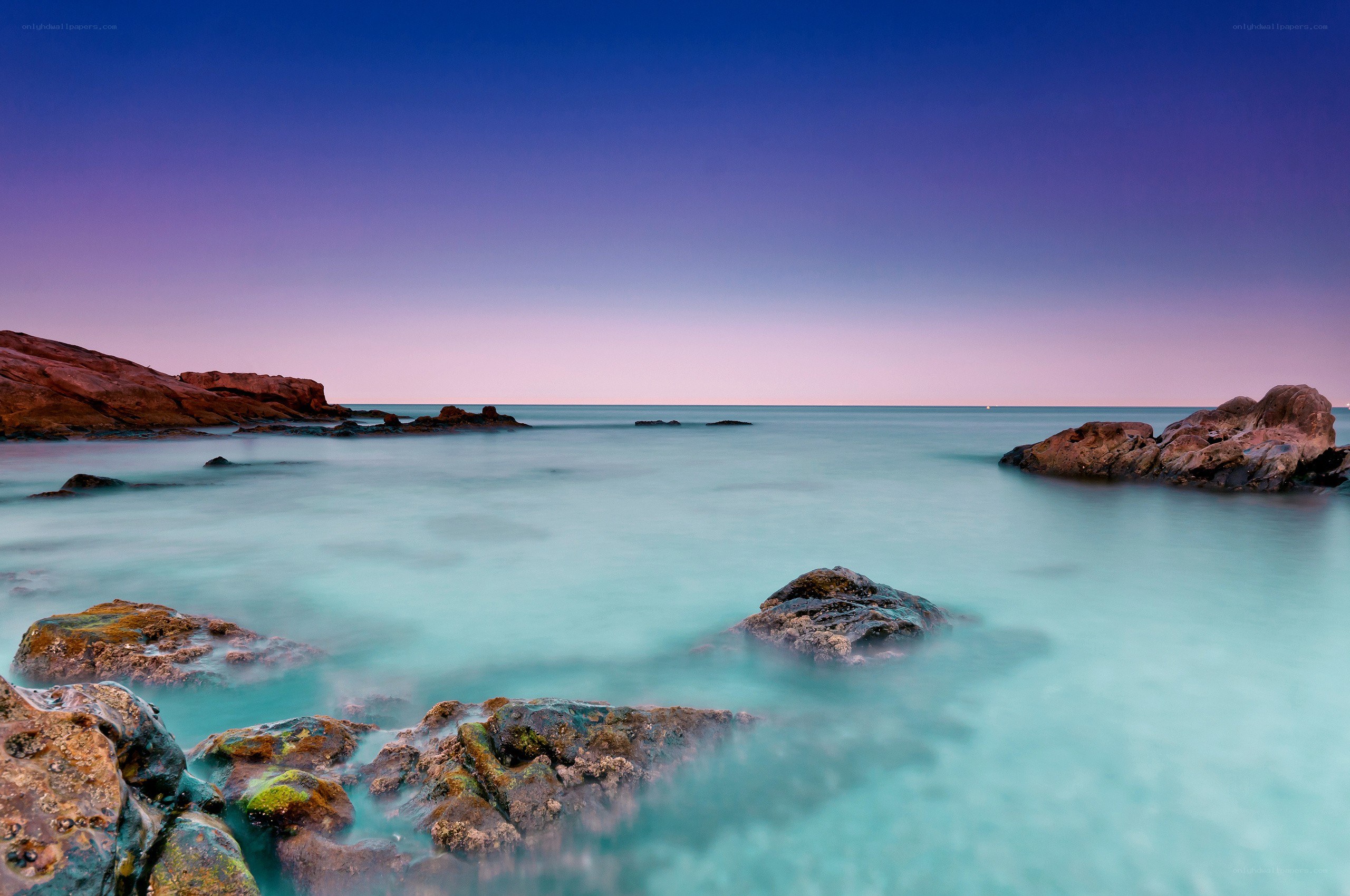 Rocky coastline at twilight