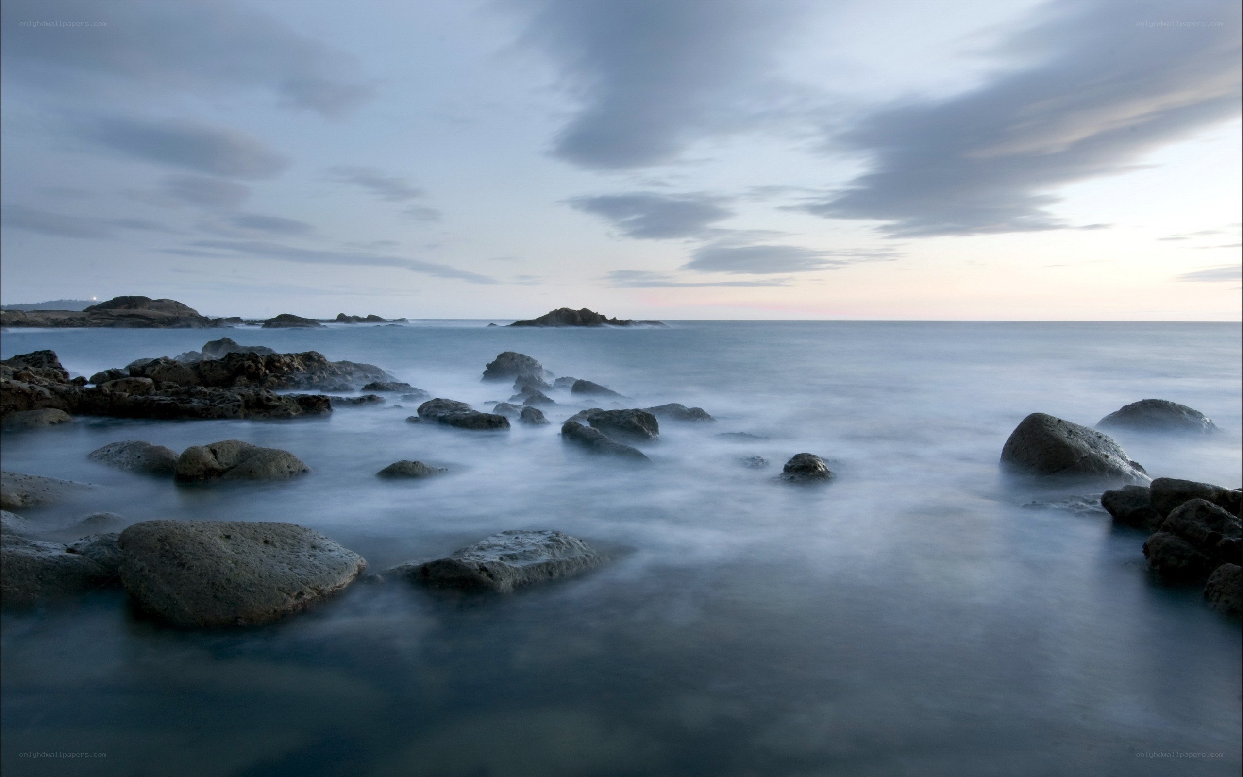 Rocky coastline at twilight