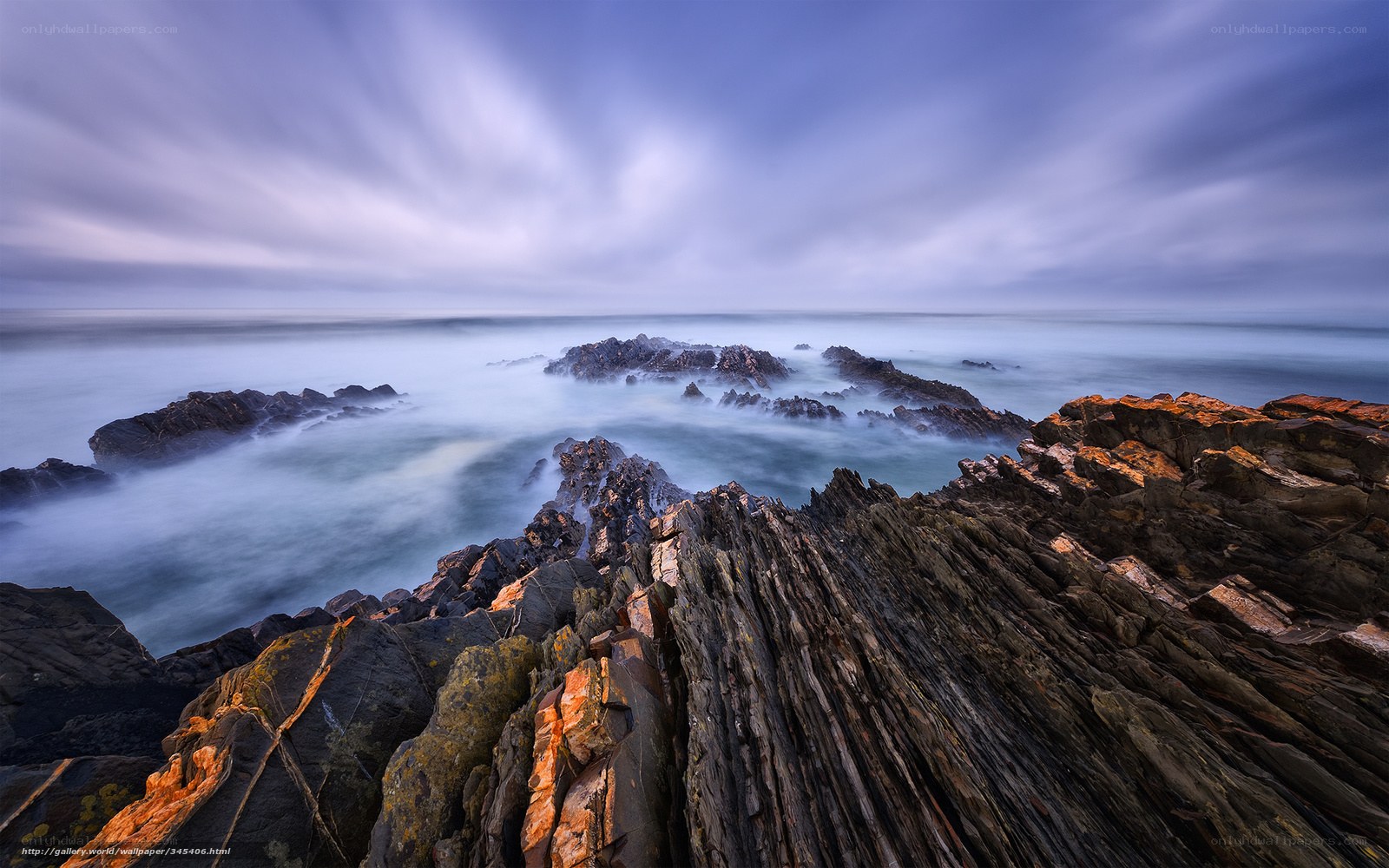 Rocky coastline at twilight