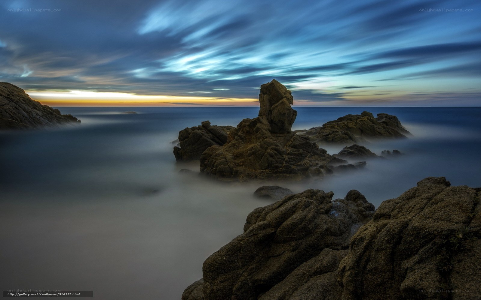Rocky coastline at twilight