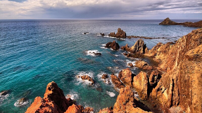 Rocky Coastline — Blue, Dramatic, Afternoon, Photograph, Ocean