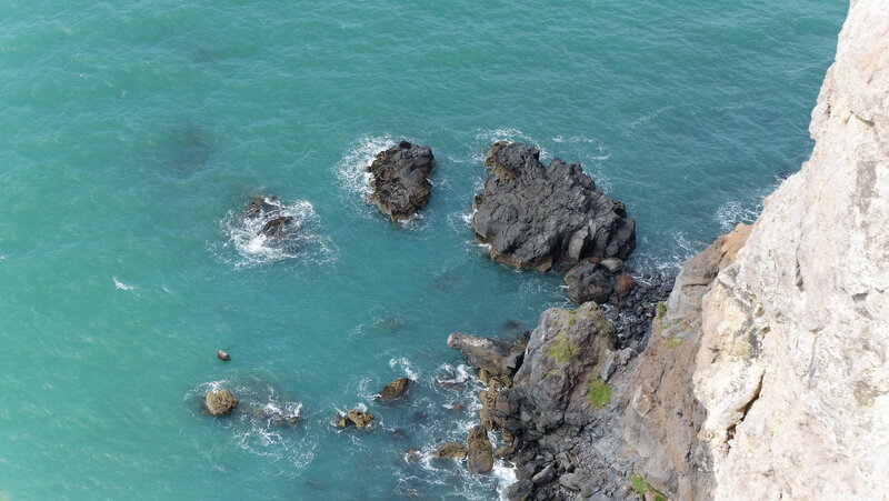 Rocky Coastline — Blue, Serene, Afternoon, Photograph, Ocean, Rocks, Cliff