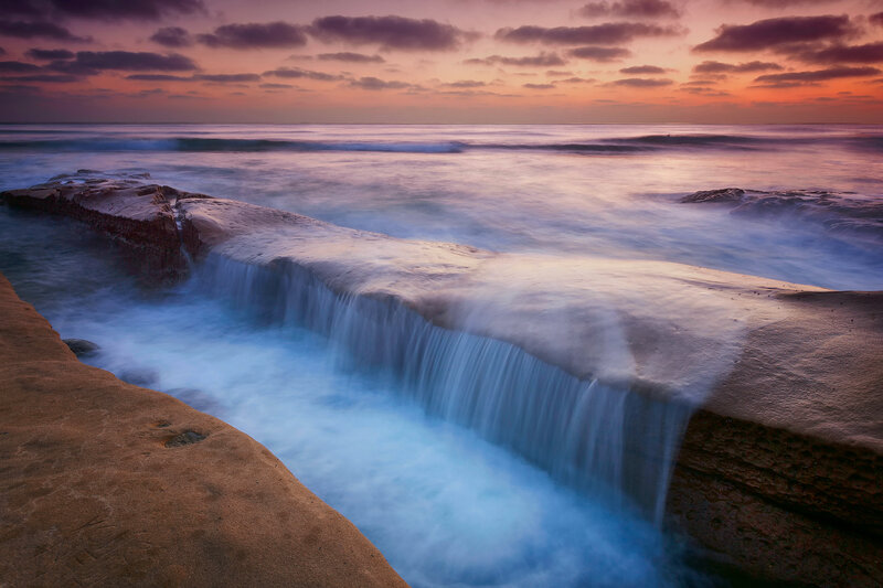 Rocky Coastline Waterfall — Purple