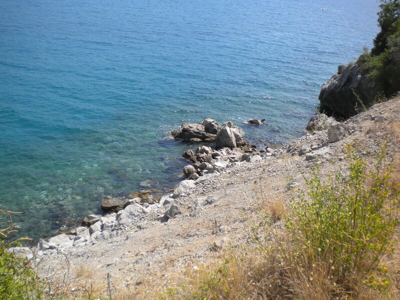 Rocky coastline with clear blue water