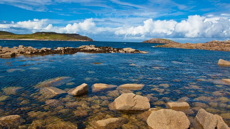 Rocky coastline with clear blue water